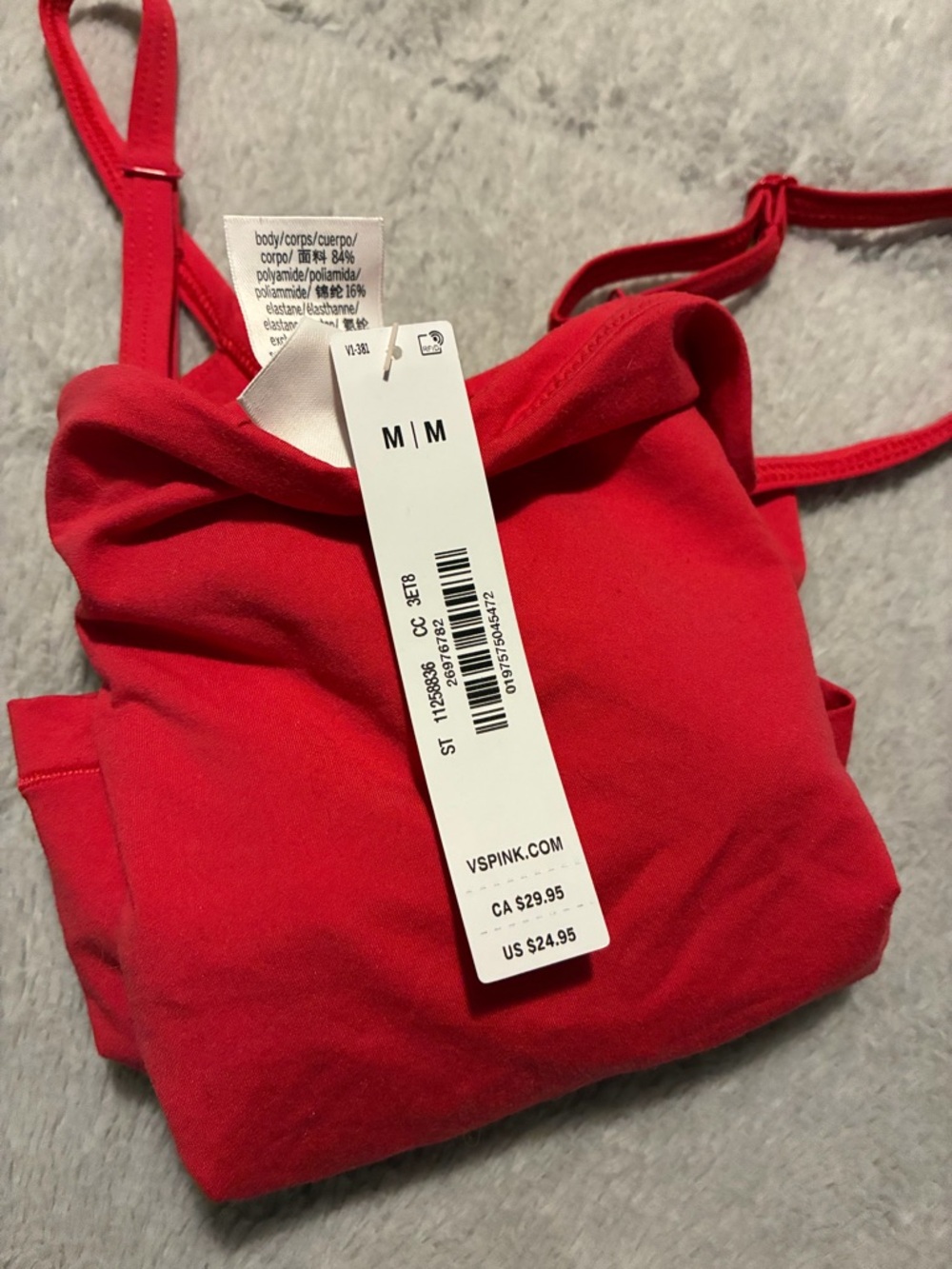 Victoria’s Secret Pink (PINK) Base Stretch Tank Top Cami in Red Size Medium